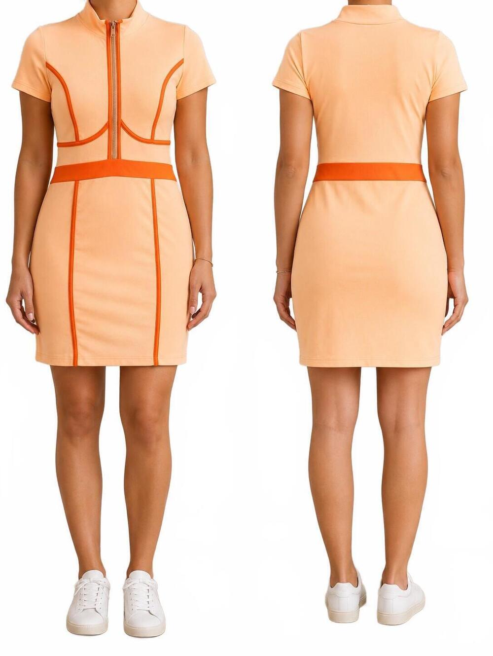 Cherry Mellow Women’s Fitted Mini Dress In A Peach/Coral Color With